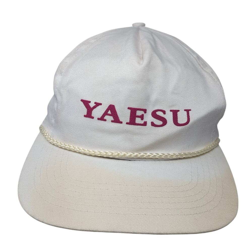 Yaesu Snapback 5 Panel Cap White One Size Adjustable Lightweight Rope ATT